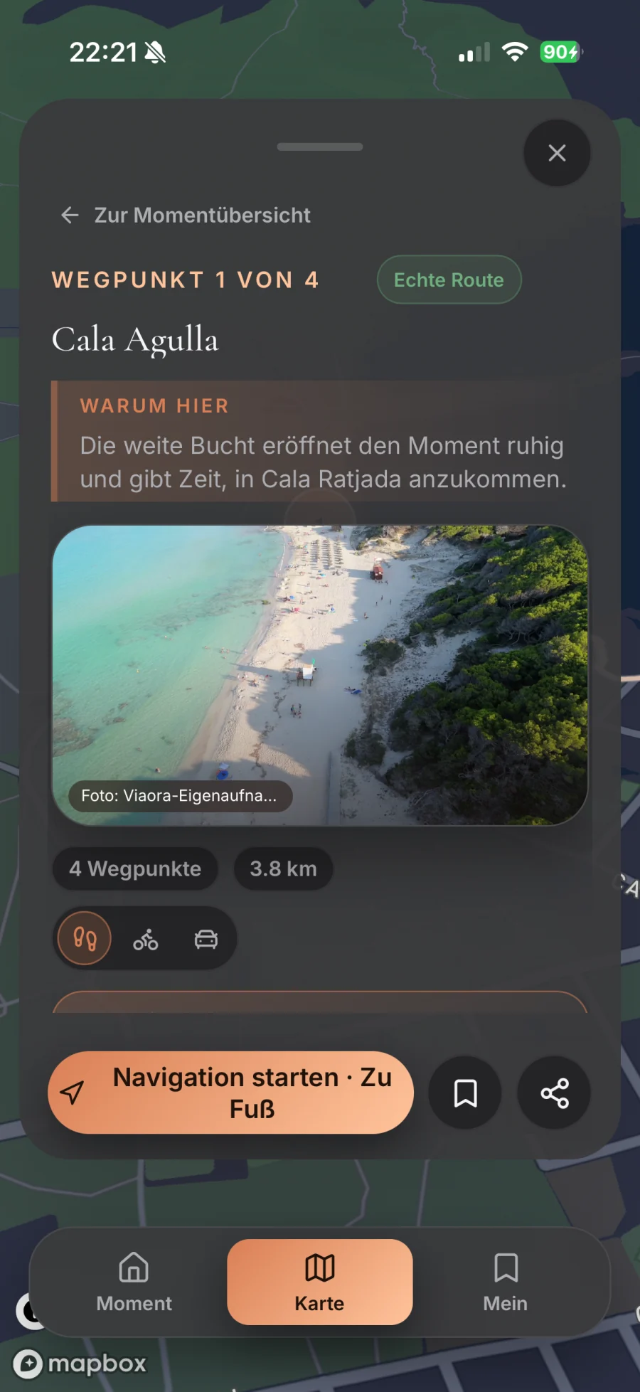 Echte lokalisierte Viaora Produktaufnahme: Den Ort entdecken.